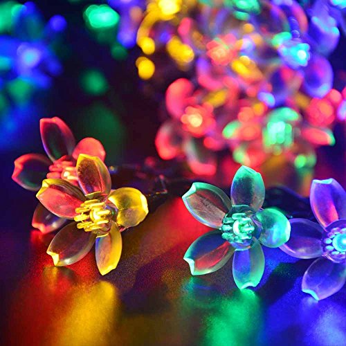 lederTEK Solares Luces de Hadas de Cuerda 6.5m 50 LED Multicolor Flor Decorativos Exterior (50 LED Color Multi-) [Clase de eficiencia energética A++]