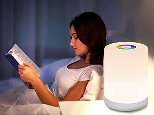LedGalactic - Lámpara de Mesa portatil, Lámpara de Mesita de noche, Luz Nocturna LED, para Niños, Infantil, de mesilla, Tactil Control, Colores Cambiable RGB, Recargable USB, Lámpara Habitacion