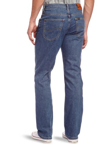 Lee Brooklyn Straight Jeans, Azul (Mid Stonewash), 36W / 32L para Hombre