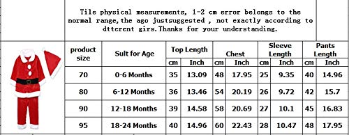 Lee Little Angel Navidad Franela Manga Larga Hermoso bebé niños Dress up Santa Traje de 3 Piezas Conjunto (1 Sombrero, 1 Chaqueta, 1 par de Pantalones) (95, Disfraces de Navidad)