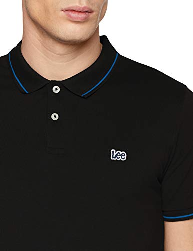 Lee Pique Polo Camiseta, Negro (Black 01), Large para Hombre