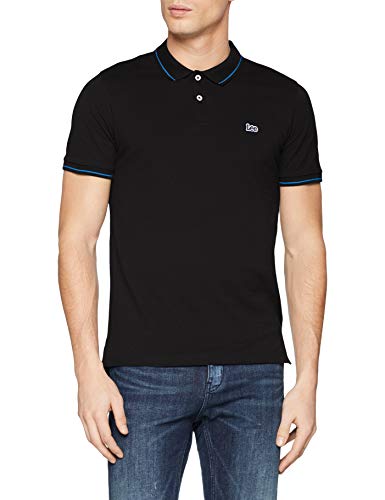 Lee Pique Polo Camiseta, Negro (Black 01), Large para Hombre
