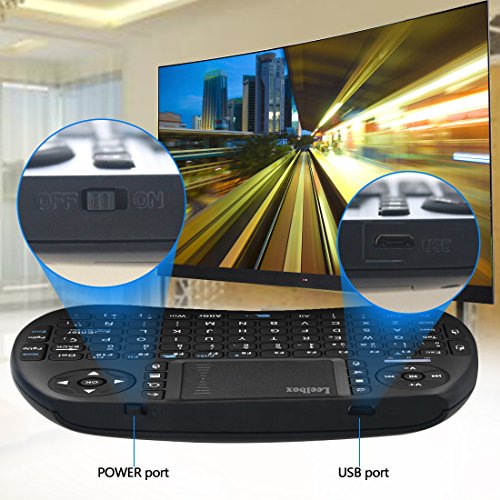 Leelbox Mini Teclado Inalámbrico con Touchpad 2.4GHz Mini Keyboard Teclado Ergonómico con Ratón Touchpad para Android TV Box Smart TV Mini PC Android PlayStationetc (Diseño Español)