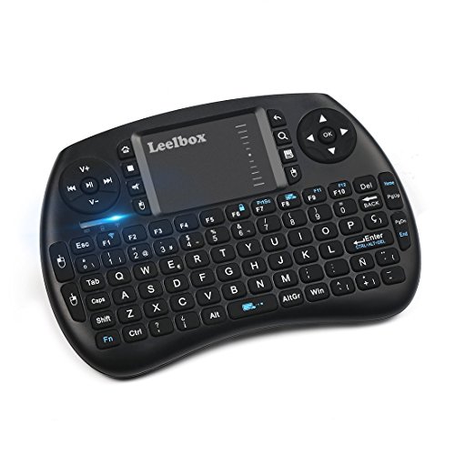 Leelbox Mini Teclado Inalámbrico con Touchpad 2.4GHz Mini Keyboard Teclado Ergonómico con Ratón Touchpad para Android TV Box Smart TV Mini PC Android PlayStationetc (Diseño Español)