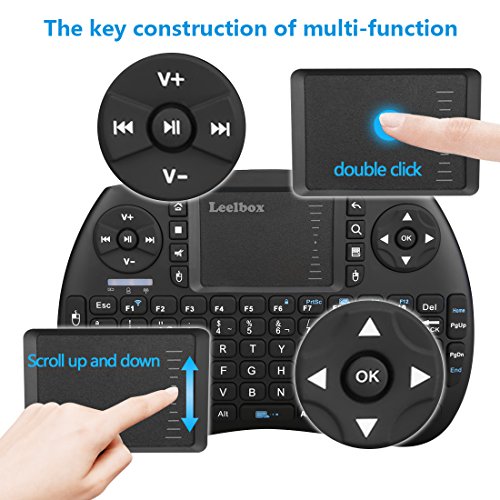 Leelbox Mini Teclado Inalámbrico con Touchpad 2.4GHz Mini Keyboard Teclado Ergonómico con Ratón Touchpad para Android TV Box Smart TV Mini PC Android PlayStationetc (Diseño Español)