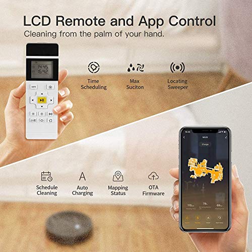 LEFANT Robot Aspirador,succión de 2200 Pa,Control WiFi,Funciona con Alexa y Google,mapeo Inteligente,silencioso,autocargable, Robot Aspirador M520