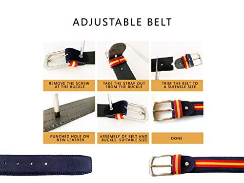 LEGADO Cinturón Hombre piel marino de cuero serraje marino tira ANCHA ESPAÑA hecho en Ubrique CON PULSERA BANDERA ESPAÑA DE REGALO