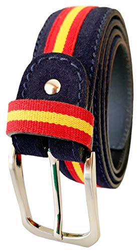 LEGADO Cinturón Hombre piel marino de cuero serraje marino tira ANCHA ESPAÑA hecho en Ubrique CON PULSERA BANDERA ESPAÑA DE REGALO