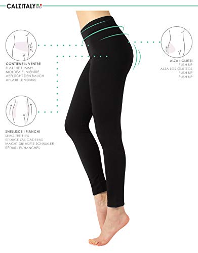 | LEGGINGS PUSH UP | MALLAS REDUCTORAS |LEGGINGS MODEADORES | S, M, L | NEGRO | CALCETERIA ITALIANA | (Negro, XS)
