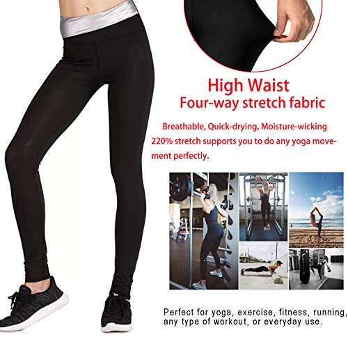 Leggins de Sudoracion Adelgazantes Mujer Fitness NANOTECNOLOGÍA, Leggins Anticeluliticos Push Up Cintura Alta, Mallas Reductoras, Pantalones Compresion Termicos Sauna, Deporte Yoga Running (M,Black)