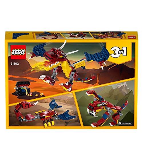 LEGO Creator - Dragón Llameante, Juguete de Construcción para Recrear Miles de Aventuras, Set 3 en 1, Construye una Escorpión o una Criatura Mítica (31102) , color/modelo surtido