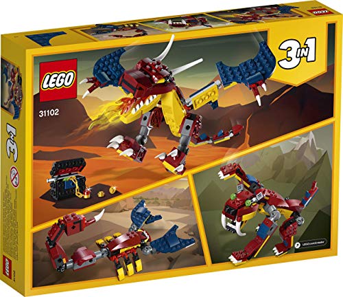 LEGO Creator - Dragón Llameante, Juguete de Construcción para Recrear Miles de Aventuras, Set 3 en 1, Construye una Escorpión o una Criatura Mítica (31102) , color/modelo surtido