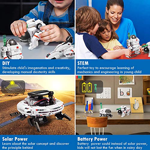 Lehoo Castle 6-en-1 Educación Robot Solar Juguetes Juguete Espacial Alimentado por energía Solar para niños Kits de experimentos científicos DIY Regalo de Ideas educativas