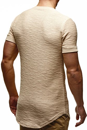 Leif Nelson Camiseta para Hombre con Cuello Redondo LN-6324 Beige Medium