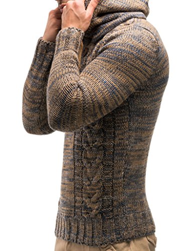 Leif Nelson Los Hombres del Jersey de Punto suéter Encapuchado LN-20227 Marrón X-Large