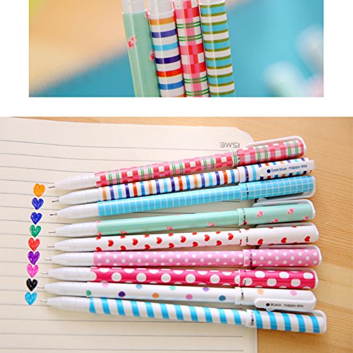 Leisial 10 Unidades Bolígrafos de Tinta Gel de Creativas Lindo Kawaii Papelería Subrayadores de Colores Multicolor (#1)