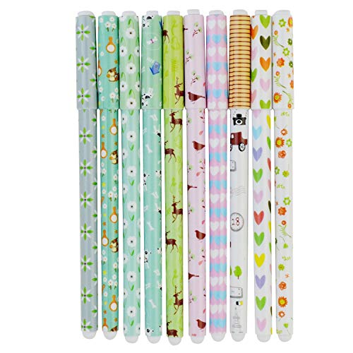 Leisial 10 Unidades Bolígrafos de Tinta Gel de Creativas Lindo Kawaii Papelería Subrayadores de Colores Multicolor (#1)