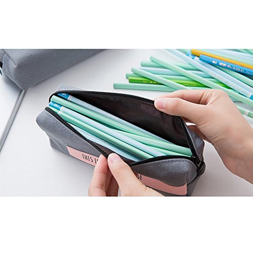 Leisial Estuche de Lápices con Cremallera Algodón Lino Bolsa de Lápices Plumas Bolígrafos Patrón de Alfabeto Inglés para Escolar Papelería 20cm*8cm*6.5cm