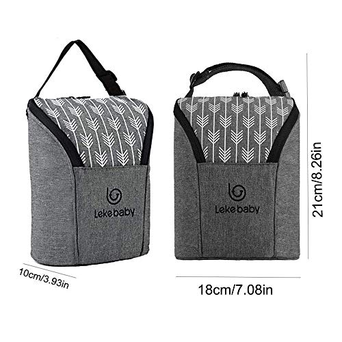 Lekebaby Biberón doble Bolsa isotérmica para biberón, Bolsa Isotermica Bebe Bolso Portátil de Biberón, Gris