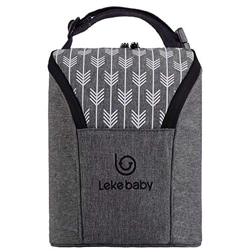 Lekebaby Biberón doble Bolsa isotérmica para biberón, Bolsa Isotermica Bebe Bolso Portátil de Biberón, Gris