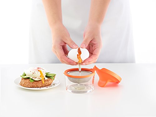 Lékué Escalfador de Huevos, Acero Inoxidable, Naranja, 9,3 x 11 x 7,5 cm