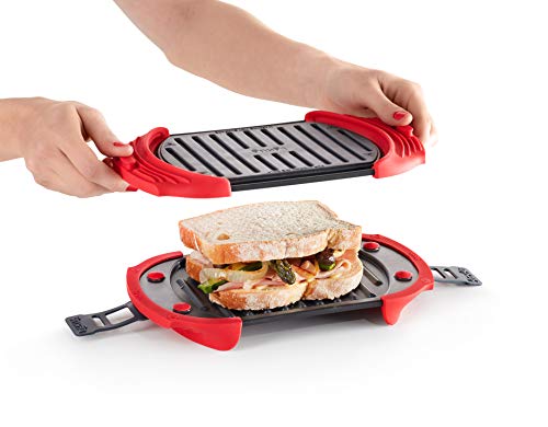 Lékué Microwave Grill, Red microondas, Acero, rojo y negro, 25,4 x 14,5 x 5,3 cm