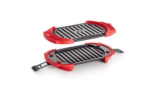 Lékué Microwave Grill, Red microondas, Acero, rojo y negro, 25,4 x 14,5 x 5,3 cm