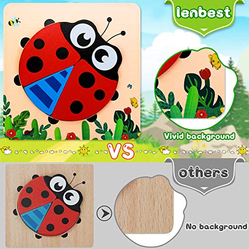 lenbest 6 Piezas Puzzles de Madera de Animales, Puzzles Infantiles, Rompecabezas de Animales para Niños Niñas, Juguetes Montessori Educativos para Bebé de 1,2,3 años
