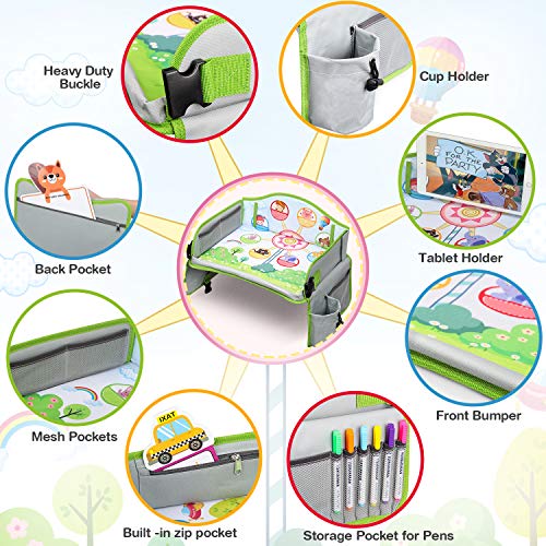 LENBEST Mesa Coche para Niños, Mesa para Niños en la Asiento de Coche, Tablero Impermeable del Coche, Viajan Niños Play Tray, Mesa para Niños, Bandeja para Coche, Cochecito, Avión