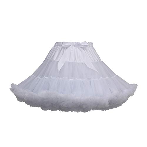 Lenfesh Mujeres Cancan Rockabilly 50s Retro Enaguas Faldas Baile de Ballet Tutu Faldas Color sólido con Lazo