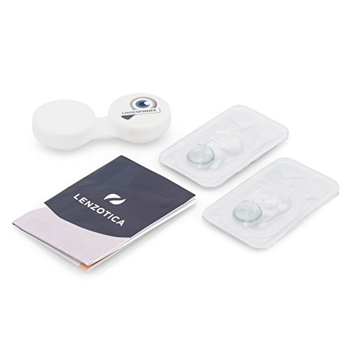 Lentes de contacto azules naturales 'Crystal Blue' de alta cobertura + contenedor de LENZOTICA I 1 par (2 piezas) I DIA 14.00 I sin aumento I 0,00 dioptrías