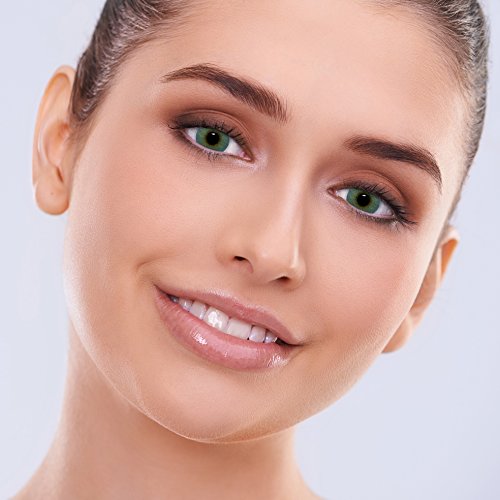 Lentes de contacto de hidrogel de silicona azules naturales 'Atlantis Blue' de alta cobertura + contenedor de LENZOTICA I 1 par (2 piezas) I DIA 14.00 I sin aumento I 0,00 dioptrías