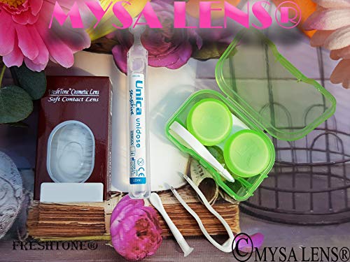 Lentillas de color avellana, sin corrección, 12 meses de uso, incluye solución multifunción para lentillas (10 ml), estuche (color aleatorio), pinza y aplicador