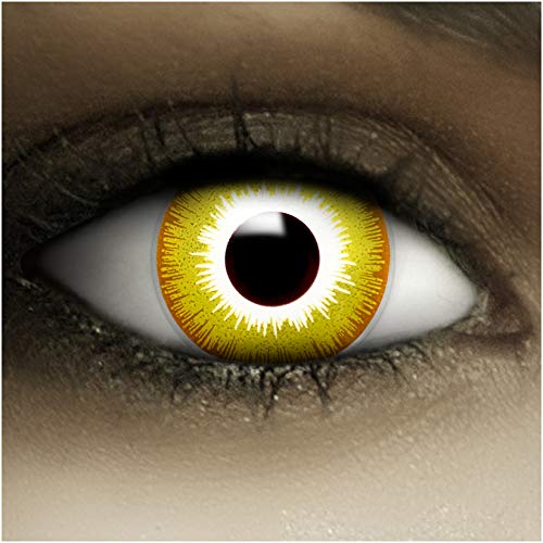 Lentillas de color"Avatar" + cápsulas de sangre artificial + recipiente de FXContacs en blanco, blandas, sin dioptrías pack de 2 unidades - cómodas y perfectas para Halloween, Carnaval, sin corregir