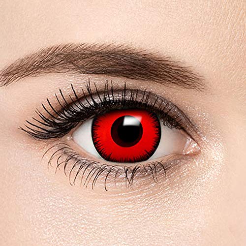 Lentillas de color,sin corrección sensación natural,cómodas y perfectas para halloween fiesta-1par(Red-1)