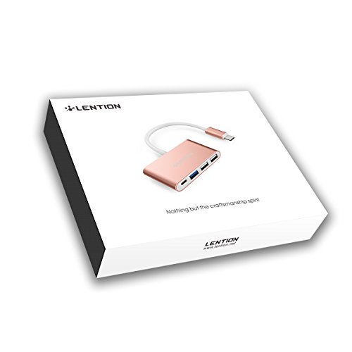 LENTION Concentrador USB-C 4 en 1 con Tipo C, Puerto USB 3.0 2.0 Compatible Mac Air 2018, 2019, MacBook Pro 13/15 (Thunderbolt 3), ChromeBook, Cargador multipuerto y Adaptador de conexión - Plateado