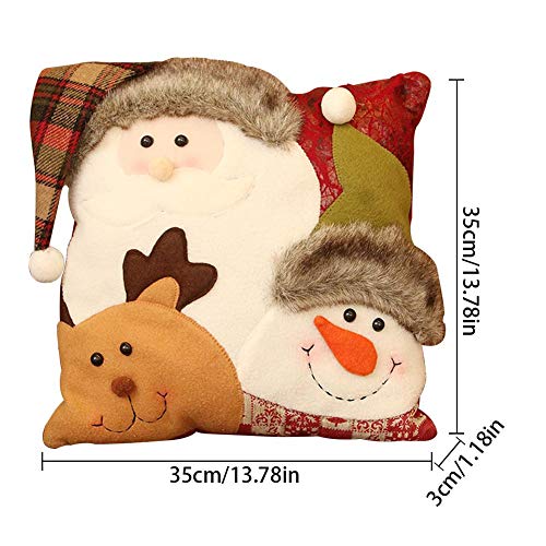 Leo565Tom Cojín Almohada Decoración de Navidad Sofá Cojín Suave Felpa Creativa 3D Santa Claus Muñeca Linda Decoración de Navidad para la Decoración de Navidad Juguetes para niños