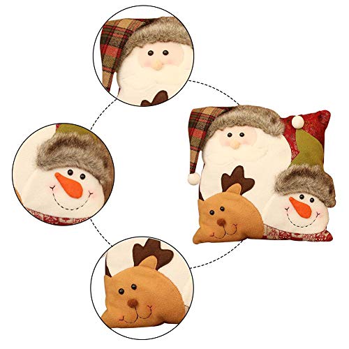 Leo565Tom Cojín Almohada Decoración de Navidad Sofá Cojín Suave Felpa Creativa 3D Santa Claus Muñeca Linda Decoración de Navidad para la Decoración de Navidad Juguetes para niños