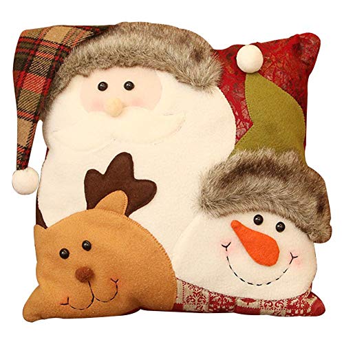 Leo565Tom Cojín Almohada Decoración de Navidad Sofá Cojín Suave Felpa Creativa 3D Santa Claus Muñeca Linda Decoración de Navidad para la Decoración de Navidad Juguetes para niños
