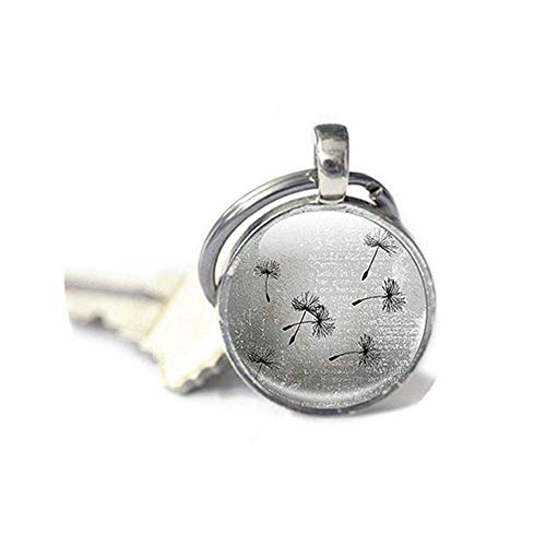 Leonid Meteor Shower - Llavero de diente de león con dientes de león en el viento, llavero de diente de león gris, deseo de diente de león