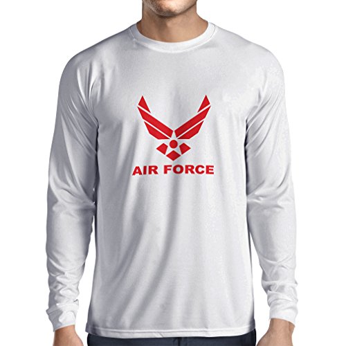 lepni.me Camiseta de Manga Larga para Hombre United States Air Force (USAF) - U. S. Army, USA Armed Forces (XX-Large Blanco Rojo)