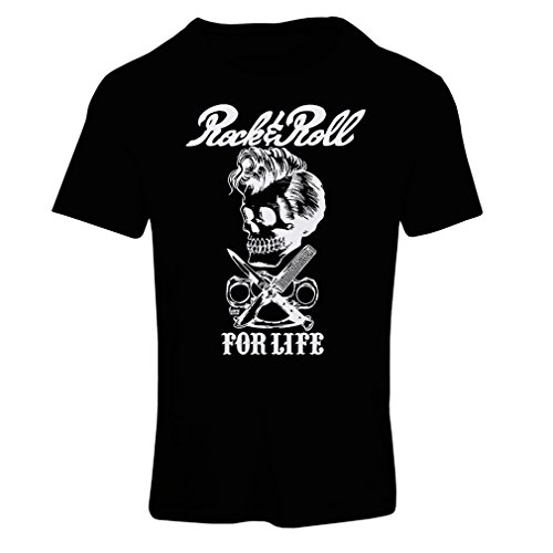 lepni.me Camiseta Mujer Rock and Roll For Life - 1960s, 1970s, 1980s - Banda de Rock Vintage - Musicalmente - Vestimenta de Concierto (Large Negro Multicolor)