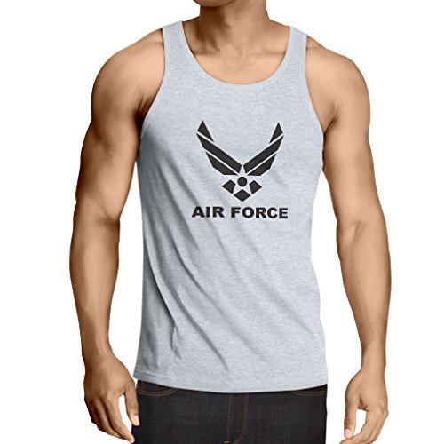 lepni.me Camisetas de Tirantes para Hombre United States Air Force (USAF) - U. S. Army, USA Armed Forces (Medium Blanco Negro)