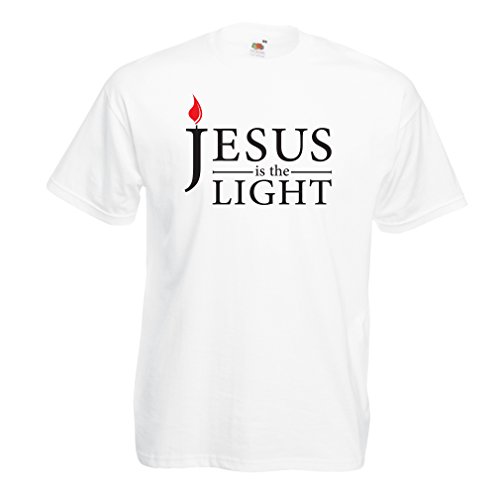 lepni.me Camisetas Hombre Jesucristo es la Luz, el Amor de Dios - Pascua - Resurrección - Natividad - Regalos Cristianos Religiosos (Large Blanco Multicolor)