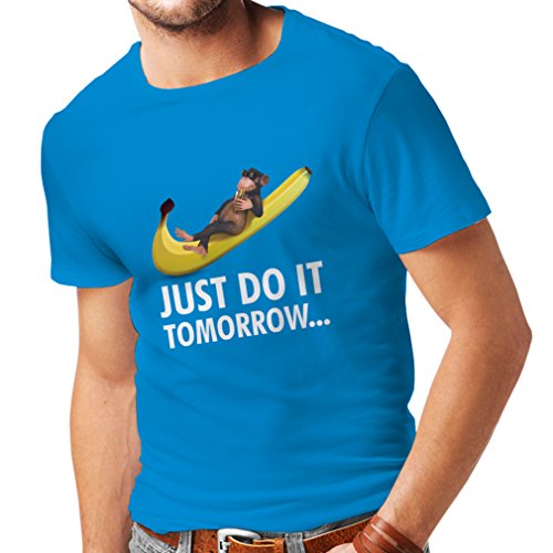 lepni.me Camisetas Hombre Sólo hazlo mañana! Chiste Divertido, Eslogan de Parodia, Regalo de Humor (X-Large Azul Multicolor)