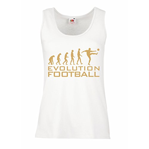 lepni.me Camisetas sin Mangas para Mujer La evolución del fútbol - Camiseta de fanático del Equipo de fútbol de la Copa Mundial (Small Blanco Oro)