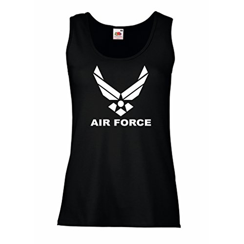 lepni.me Camisetas sin Mangas para Mujer United States Air Force (USAF) - U. S. Army, USA Armed Forces (XX-Large Negro Blanco)