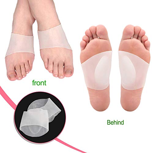 Lesai - 4 pares de plantillas ortopédicas de gel para arco de pie plano o fascitis plantar en mujeres u hombres, para aliviar el dolor y reducir la presión