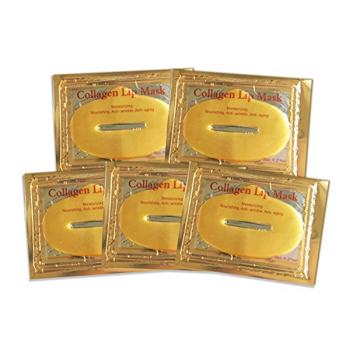 LeSB 5pcs 24k Gold Bio-collagen Face Facial Mask + 5pairs Gold Powder Eye Mask+ 5pcs Gold Lip Mask (5sets/package)