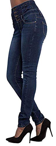 Leslady Mujer Pantalones Vaquero Skinny Push Up Pantalones Elástico Jeans Cintura Alta Vaqueros Altos Ajustados Pantalones lápiz Tejanos